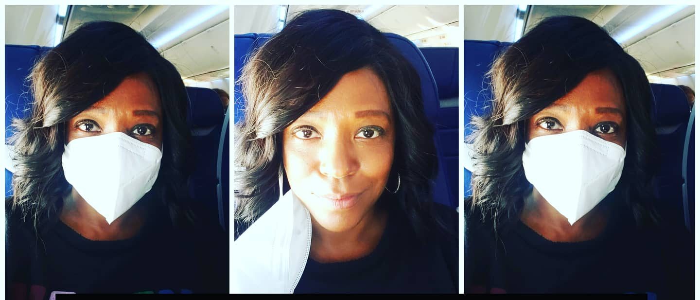 Tamara on a covid-19 flight