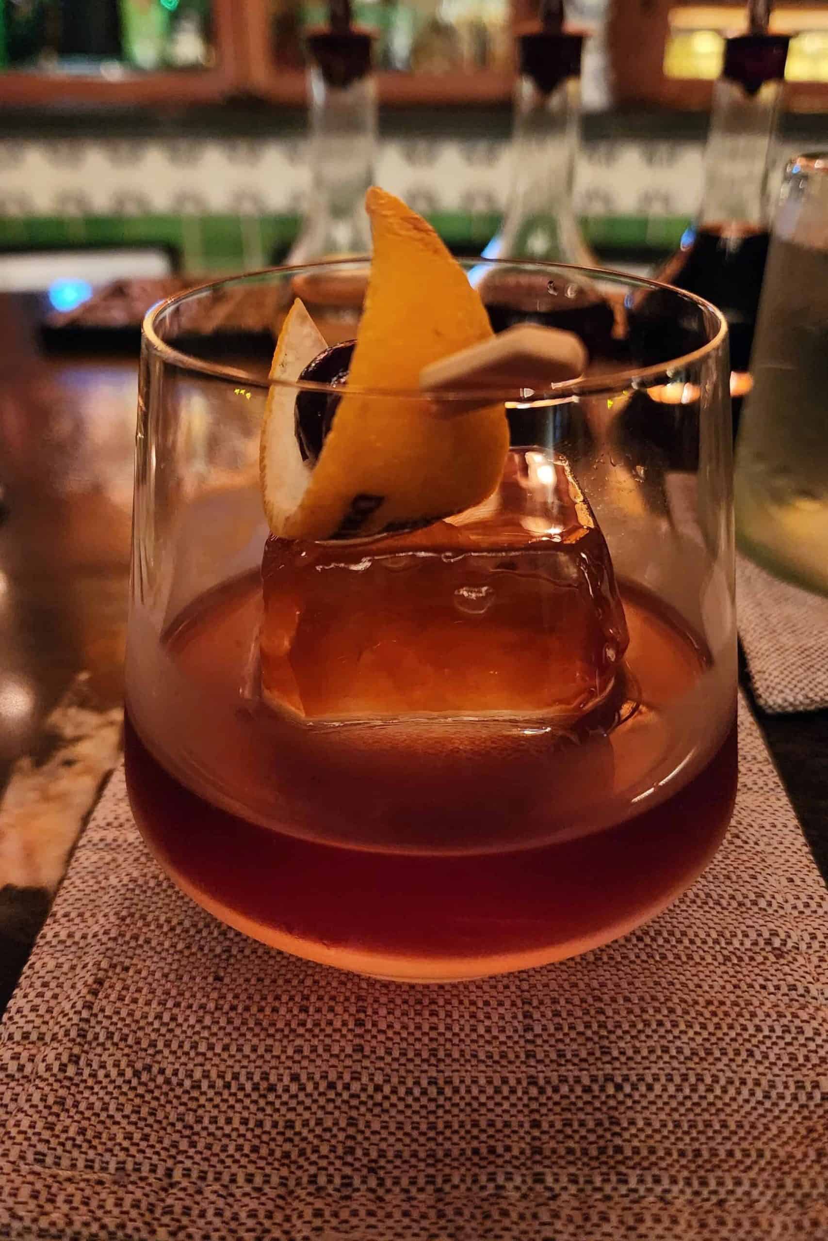 A classic Old Fashioned drink