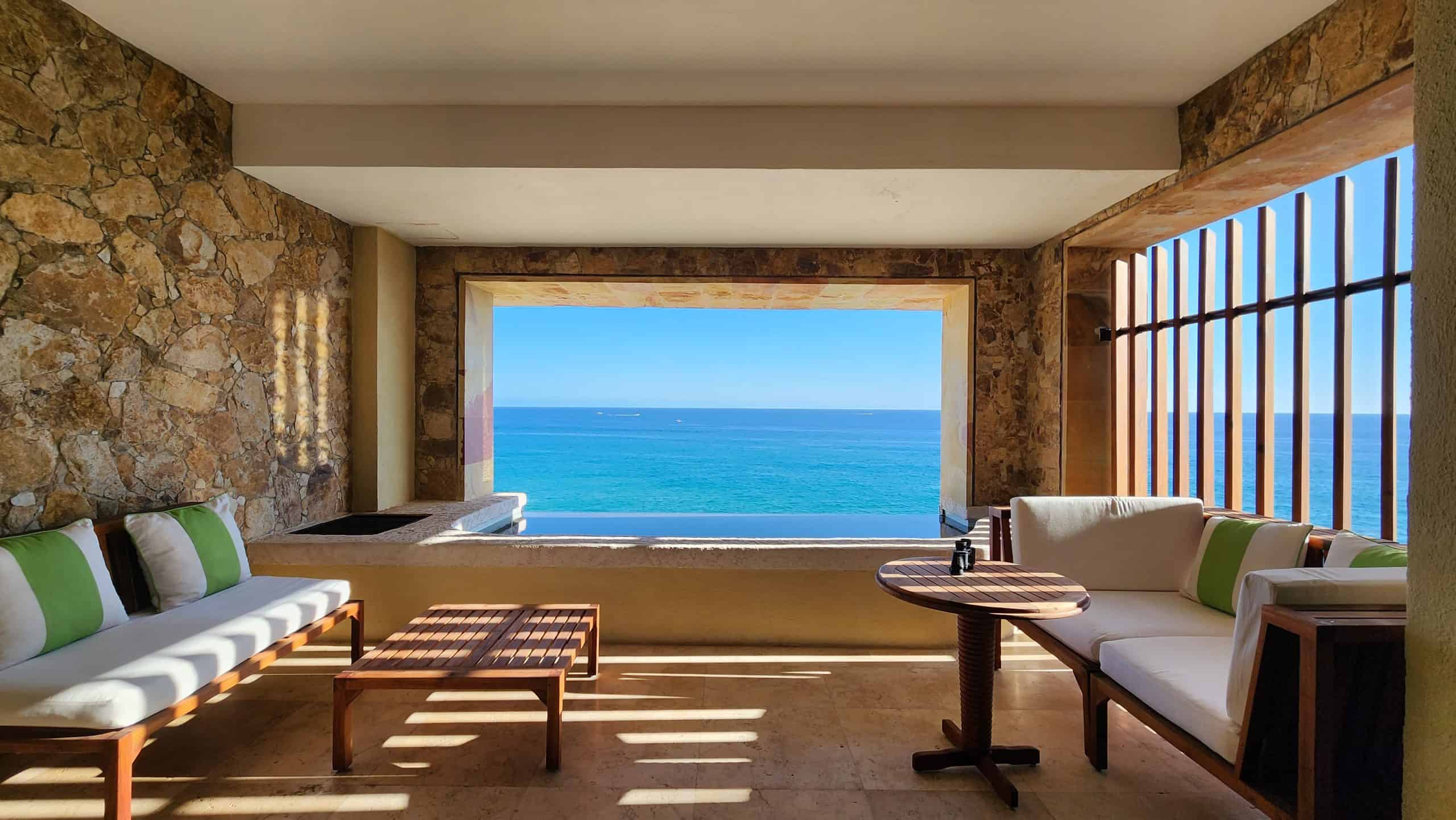 A terrace and private plunge pool with ocean view