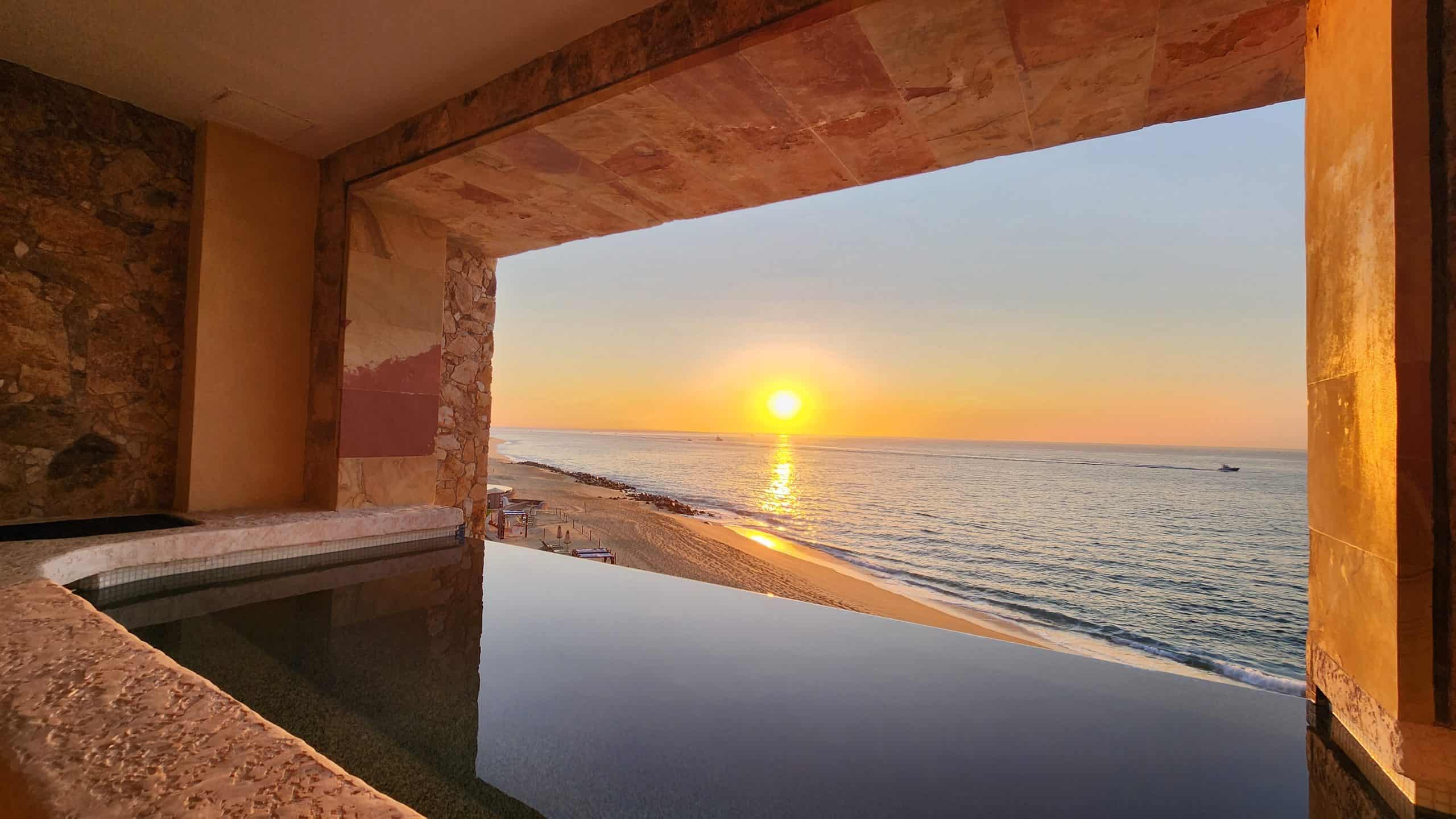Sunrise from a private plunge pool